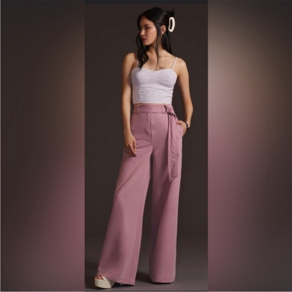 Anthropologie Essentiel Antwerp Wide Leg Beach Pants Lilac Size 36 US 6